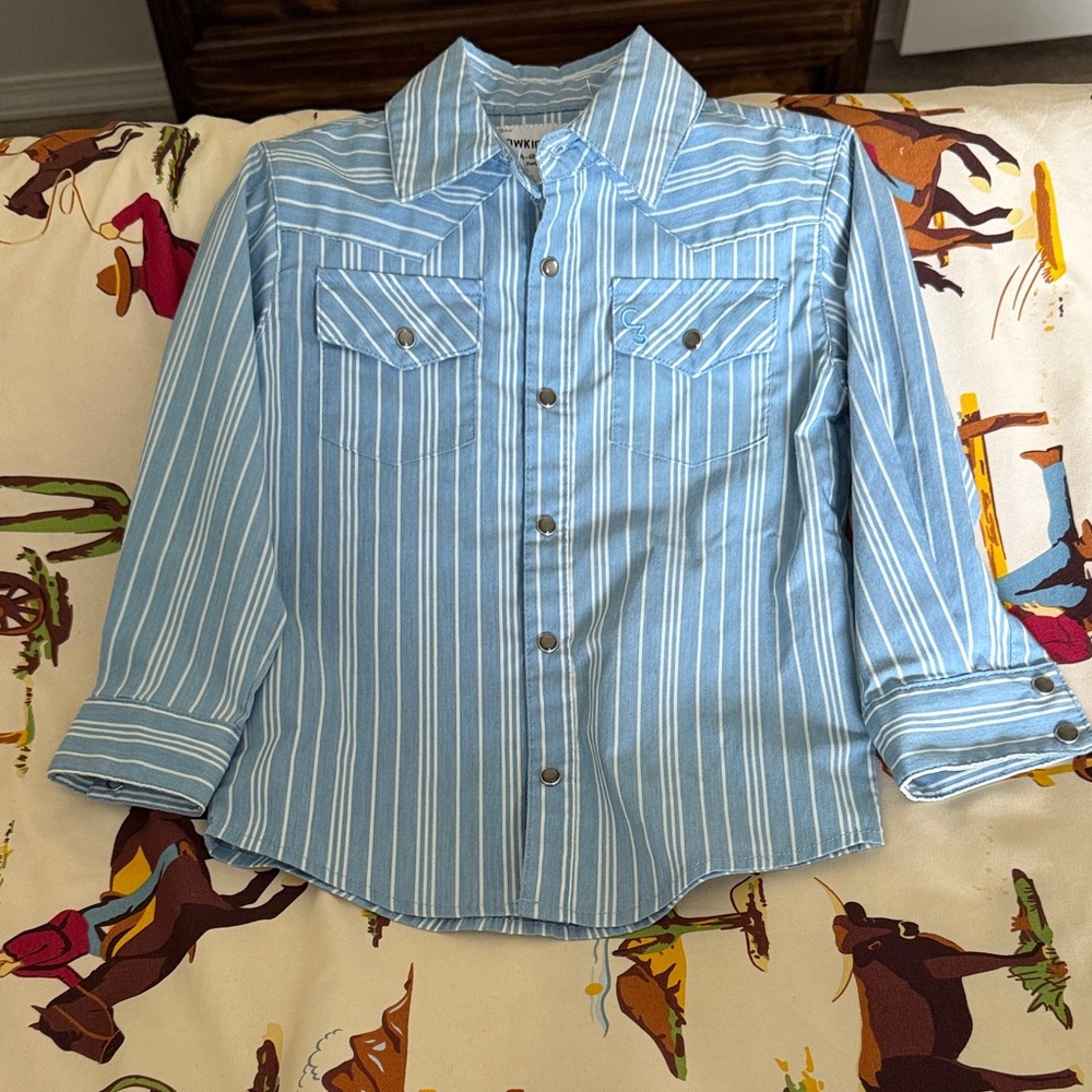 Blue Striped Kids Button Down Shirt